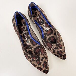Rothy's Leopard Print Flats with Blue Trim